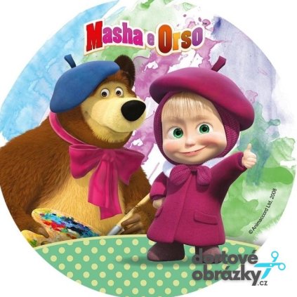 Jedlý papír  MÁŠA A MEDVĚD (● velikost průměr 20 cm ☝, ● materiál FONDÁNOVÝ DECORLIST ✴️)
