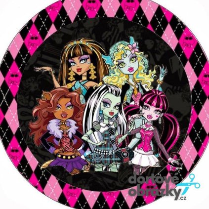 Jedlý papír  MONSTER HIGH (● velikost průměr 20 cm ☝, ● materiál FONDÁNOVÝ DECORLIST ✴️)