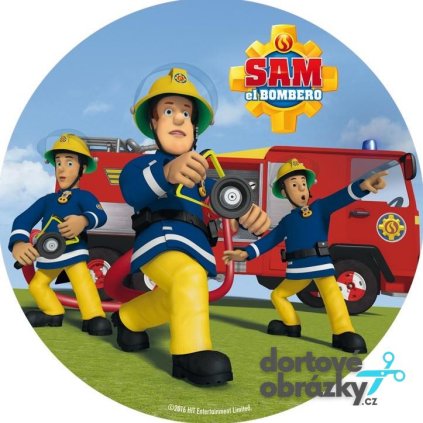 Jedlý papír  POŽÁRNÍK SAM (● velikost průměr 20 cm ☝, ● materiál FONDÁNOVÝ DECORLIST ✴️)