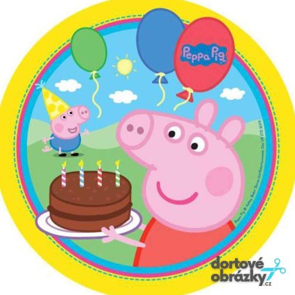 Jedlý papír  PRASÁTKO PEPPA (● velikost průměr 20 cm ☝, ● materiál FONDÁNOVÝ DECORLIST ✴️)