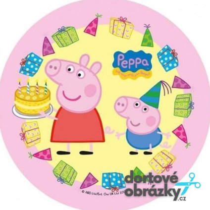 Jedlý papír  PRASÁTKO PEPPA (● velikost průměr 20 cm ☝, ● materiál FONDÁNOVÝ DECORLIST ✴️)