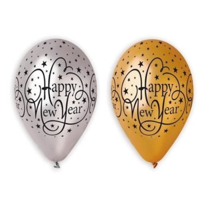 0003846 latexove balonky happy new year metalicke 6 ks 600