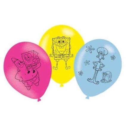 0013996 latexove balonky sponge bob cerny potisk 6 ks 27 cm 600