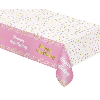 0021344 foliovy party ubrus happy birthday svetle ruzovy 137x183 cm 600