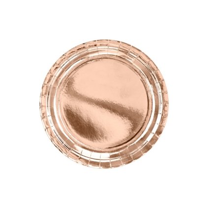 0016055 papirove talire metalicke rose gold 23 cm 6 ks 600