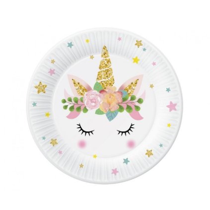 0021756 eko papirove talirky jednorozec floral 18 cm 6 ks 600