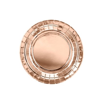 0016050 papirove talirky metalicke rose gold 18 cm 6 ks 600