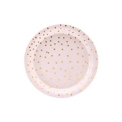 0021549 papirove talire ruzove se zlatymi puntiky 18 cm 6 ks 600