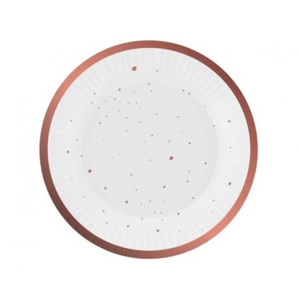 0022721 papirove talire bile s rosegold teckami 18 cm 6 ks 600