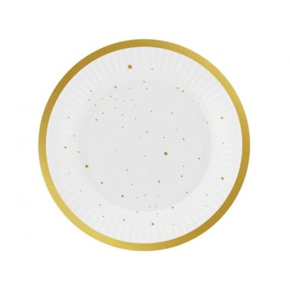 0022722 papirove talire bile se zlatymi teckami 18 cm 6 ks 600