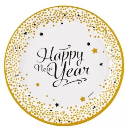 0006327 papirove talire happy new year 23 cm 8 ks 600