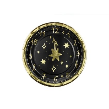 0024057 papirove talirky na silvestra hodiny 18 cm 600