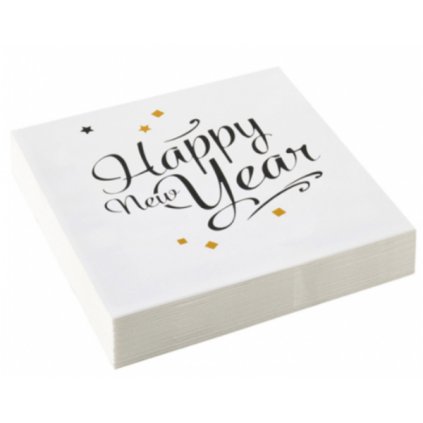 0003801 papirove party ubrousky happy new year 20 ks 600