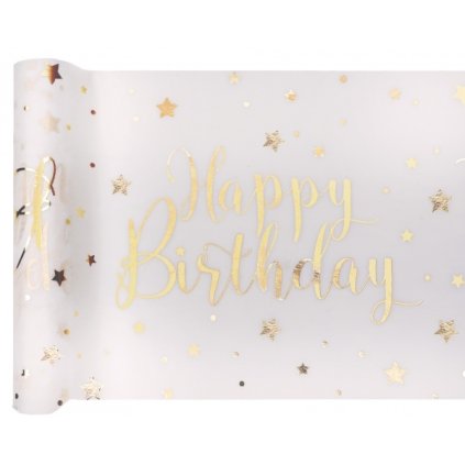 0025378 stolova serpa happy birthday zlaty potisk hvezdy 30 cm x 5 m 600