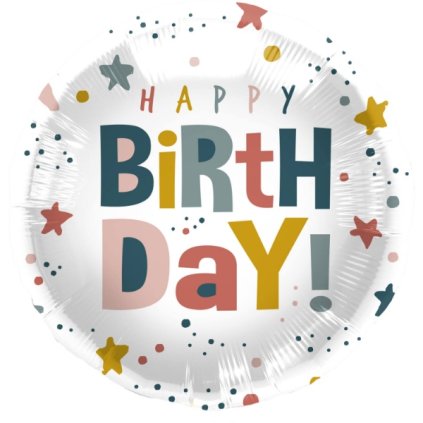 0026005 foliovy balonek happy birthday hvezdicky a tecky 45 cm 600