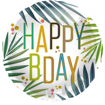 0026006 foliovy balonek happy birthday palmove listy 45 cm 600