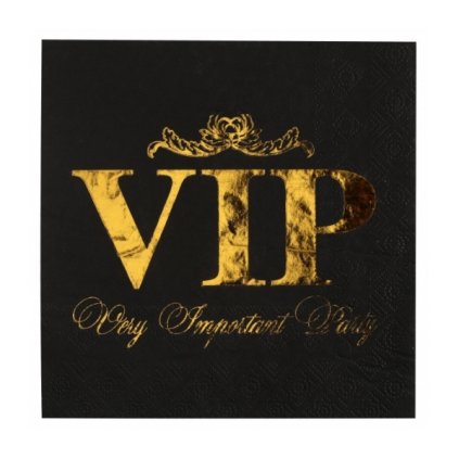 0026268 papirove ubrousky vip cerne se zlatym potiskem 33 x 33 cm 10 ks 600