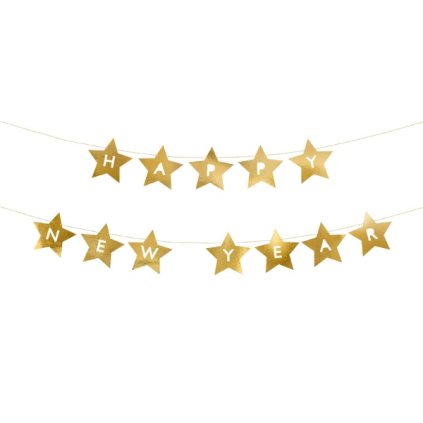 0029180 party napis silvestrovsky happy new year 290 x 17 cm zlaty 600