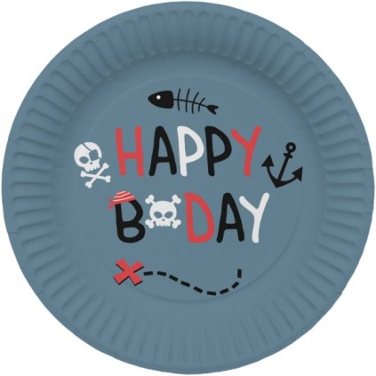 0029747 papirove talire piratska party happy birthday 23 cm 600