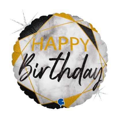0030810 foliovy balonek mramorovy happy birthday cerny 45 cm 600
