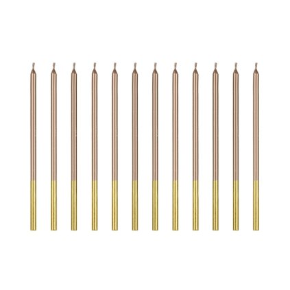 0032982 vysoke dortove svicky metalicke rose gold 14 cm 12 ks 600