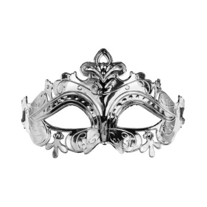 0033802 karnevalova maska 17 x 9 cm stribrna 600