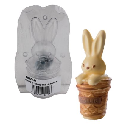 15074 forma na cokoladu 3d kralik v kornoutu 1 tvar 1 par forem