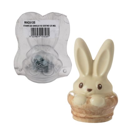 15077 forma na cokoladu 3d kralik v kosi 1 tvar 1 par forem