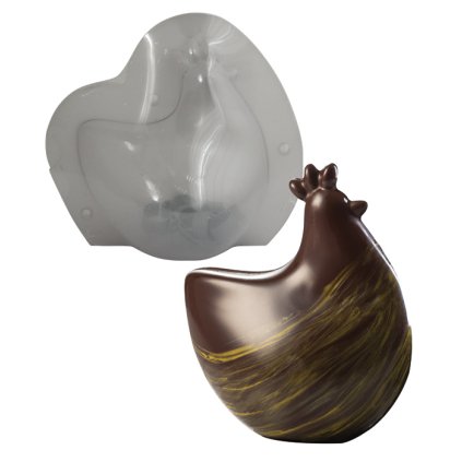 15107 forma na cokoladu 3d slepicka 1 tvar 1 par forem