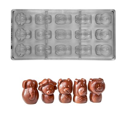 15290 forma na pralinky 5 zviratek 12g 3x5 tvaru forma