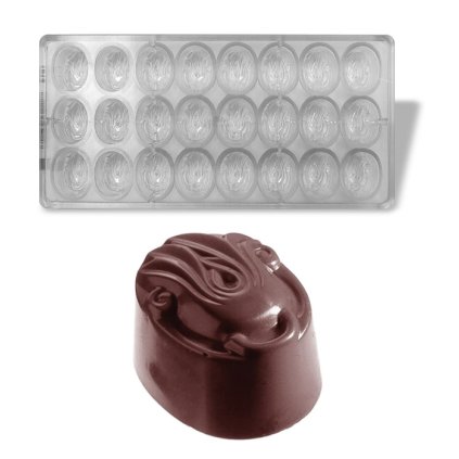 15401 forma na pralinky dekor oval 13g 3x8 tvaru forma