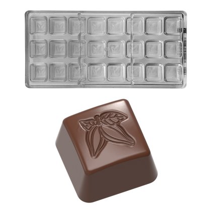 15629 forma na pralinky kostka kakaovy bob 10g 3x8 tvaru forma