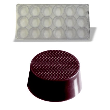15824 forma na pralinky mrizkovane kolecko 9g 3x8 tvaru forma