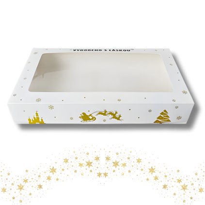 Krabička na vánoční cukroví 35 x 20 x 6 cm - motiv zlatá elegance