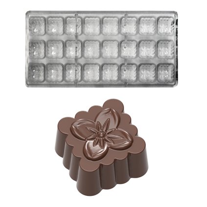 16199 forma na pralinky vzor kvetina 10g 3x8 tvaru forma