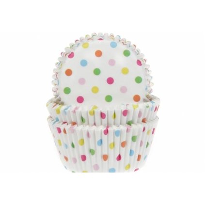 Papírový košíček na muffiny puntíkovaný 50ks - House of Marie  | Cukrářské potřeby