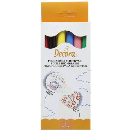 Jedlé fixy 6ks barevné - Decora  | Skvělé pro Váš domácí dort
