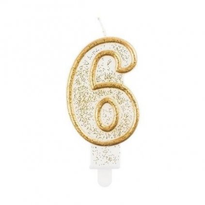 Svíčka narozeninová číslice 6 zlatá 7,5 cm  /BP