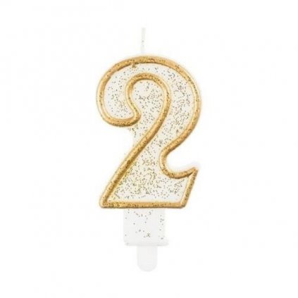 Svíčka narozeninová číslice 2 zlatá 7,5 cm  /BP
