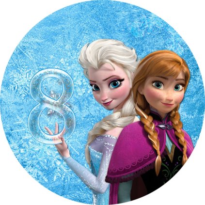 Jedlý papír: Frozen s číslicí 8 (průměr 14 cm)