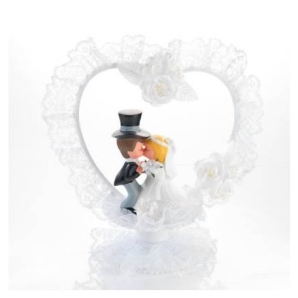 Svatební figurka na dort 1ks porcelánová polibek se srdcem - Gunthart  | Cukrářské potřeby