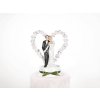 Svatební figurka Novomanželé se srdcem s bílými růžemi /D_PMF44-008