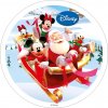 Jedlý papír VÁNOČNÍ 4-29cm, motiv MICKEY A MINNIE na saních (průměr 10 cm)