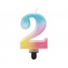 Godan svíčka žluto-růžovo-modrá číslo 2 ▹