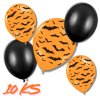 Latexový balonek oranžový plný netopýrů – Halloween – 30 cm, 10ks