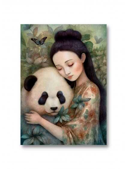 Pohlednice Žena a panda