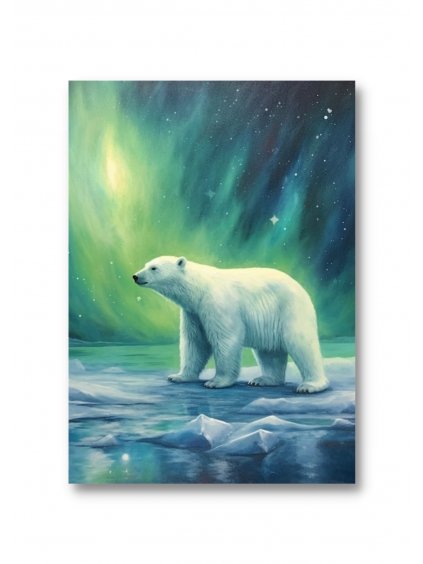 Pohlednice Polární medvěd a Aurora Borealis