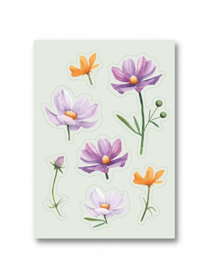 Samolepková pohlednice Zahrada snů, fialové květy
