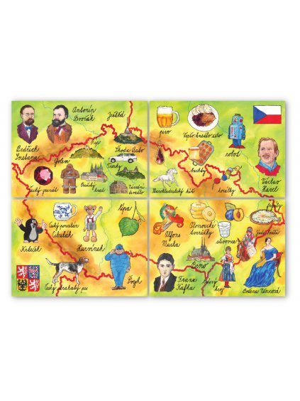 Sada 4 pohlednice Poklady České republiky