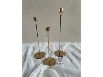 Svícen kónický zlatý (set 3ks)
